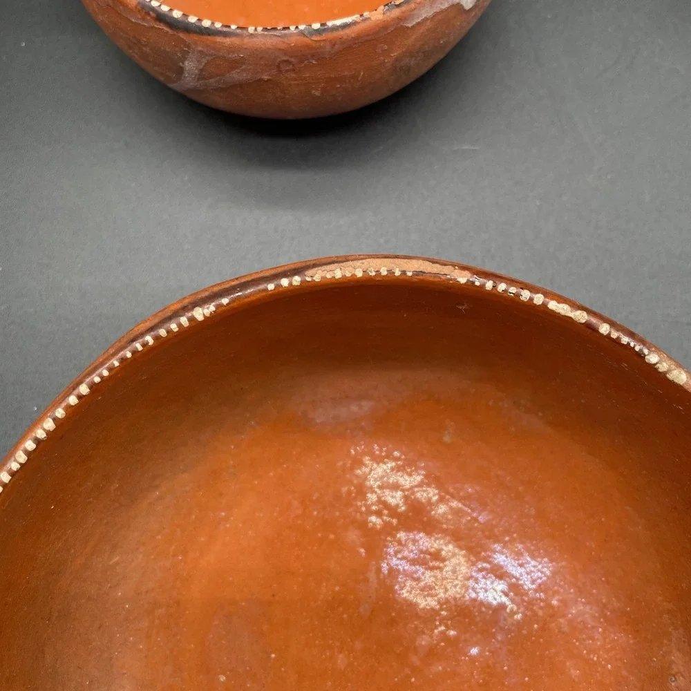 Mexican Pottery Redware Clay Vintage Nesting Bowls Set 5 Marked/Stamped Mexico